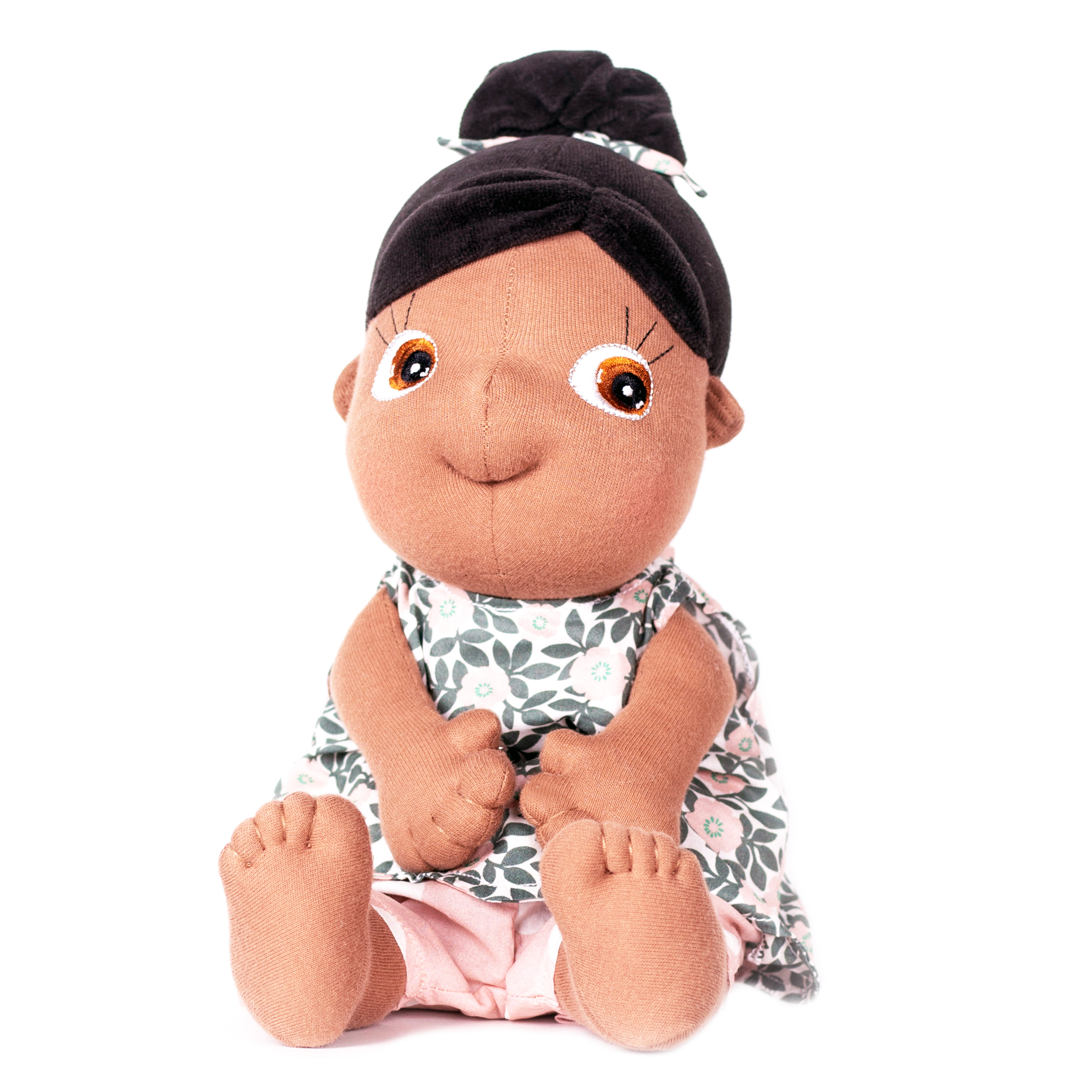 Rubens Tummies doll Summer with black bun and floral dress