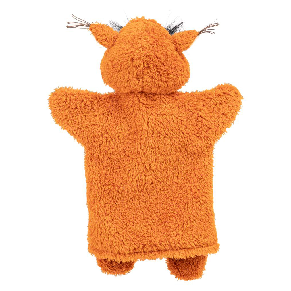 Punch and Judy puppet squirrel Crazy by munabo seen from the back with fluffy orange fur