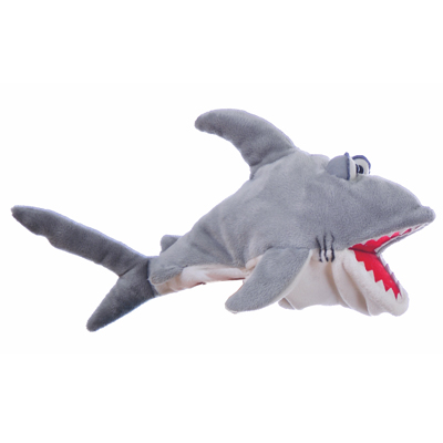 Living Puppets hand puppet Fischmaek: grey shark with pointed teeth and red moving mouth