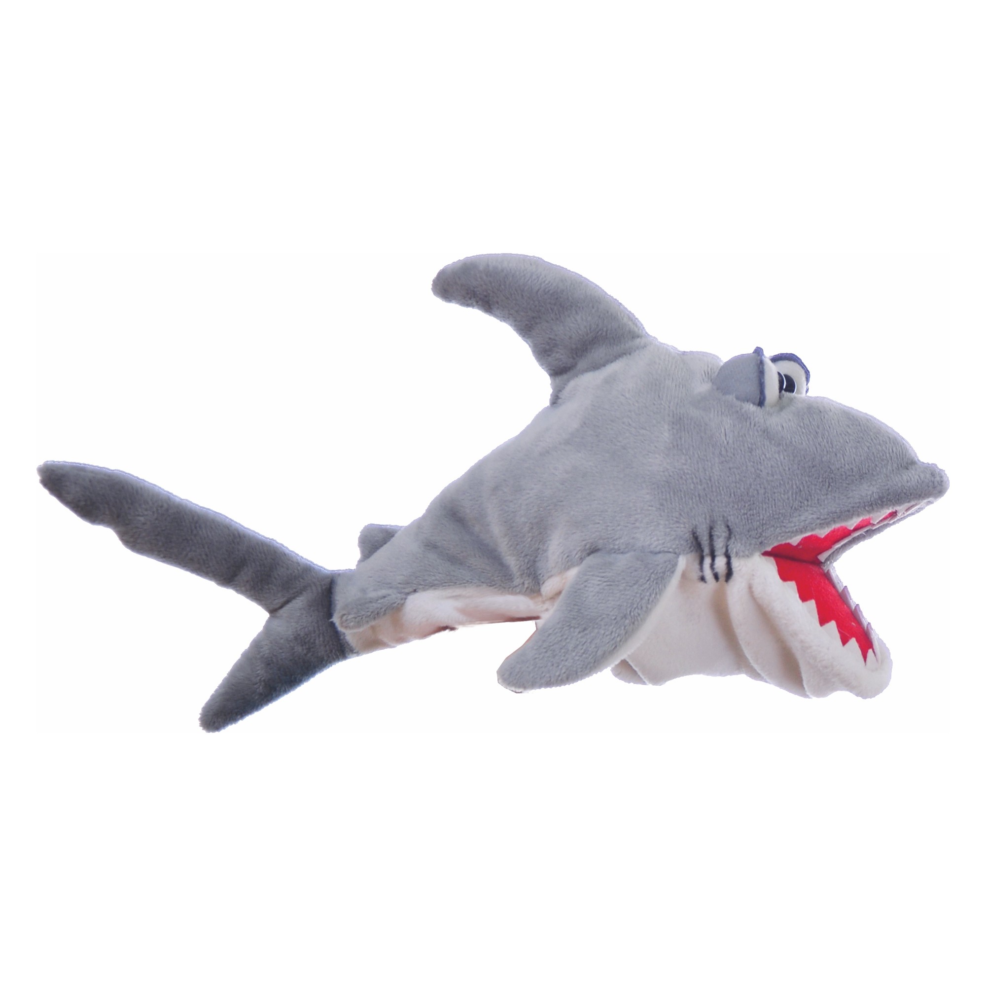 Living Puppets hand puppet Fischmaek: grey shark with pointed teeth and red moving mouth