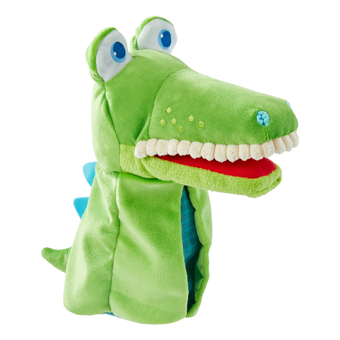 HABA baby hand puppet crocodile Allesfresser, green crocodile with big eyes, white teeth and red mouth