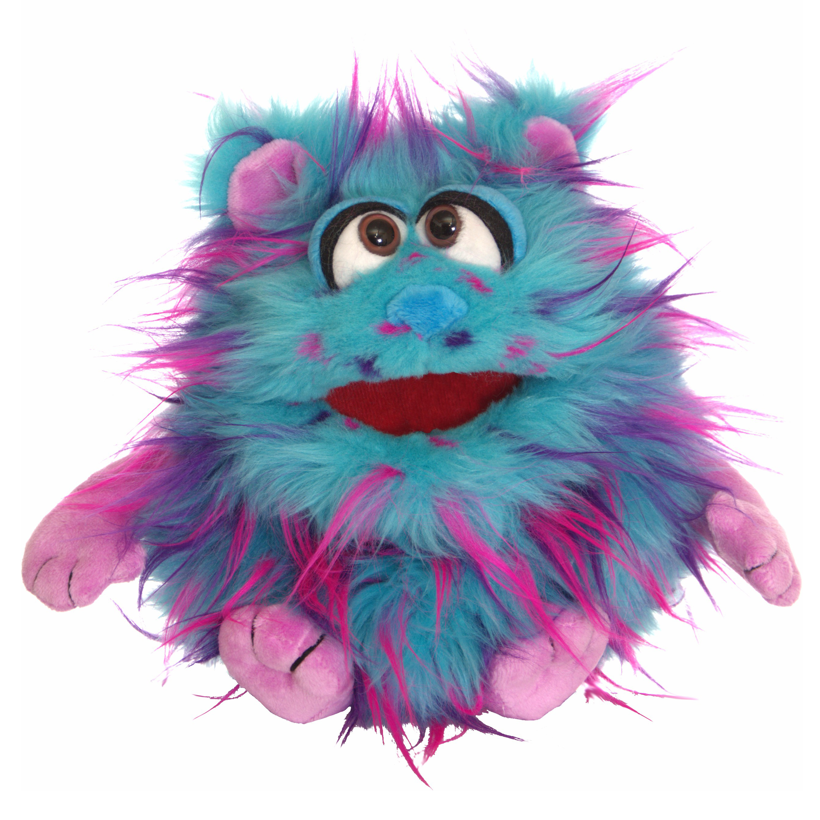 Living Puppets hand puppet Hupe from the Monster to go series: turquoise shaggy fur with pink strands
