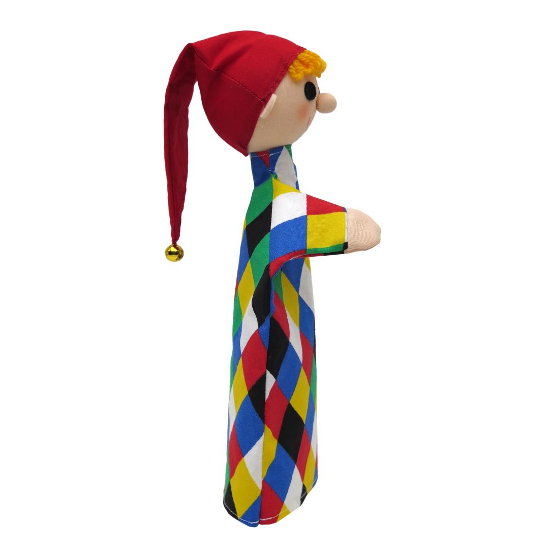 Punch and Judy puppet Punch by munabo in side view with a long jester hat and bell