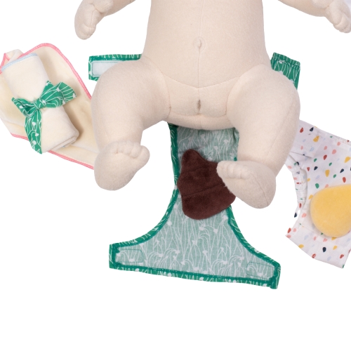 Rubens Barn baby doll being changed with the nappy set