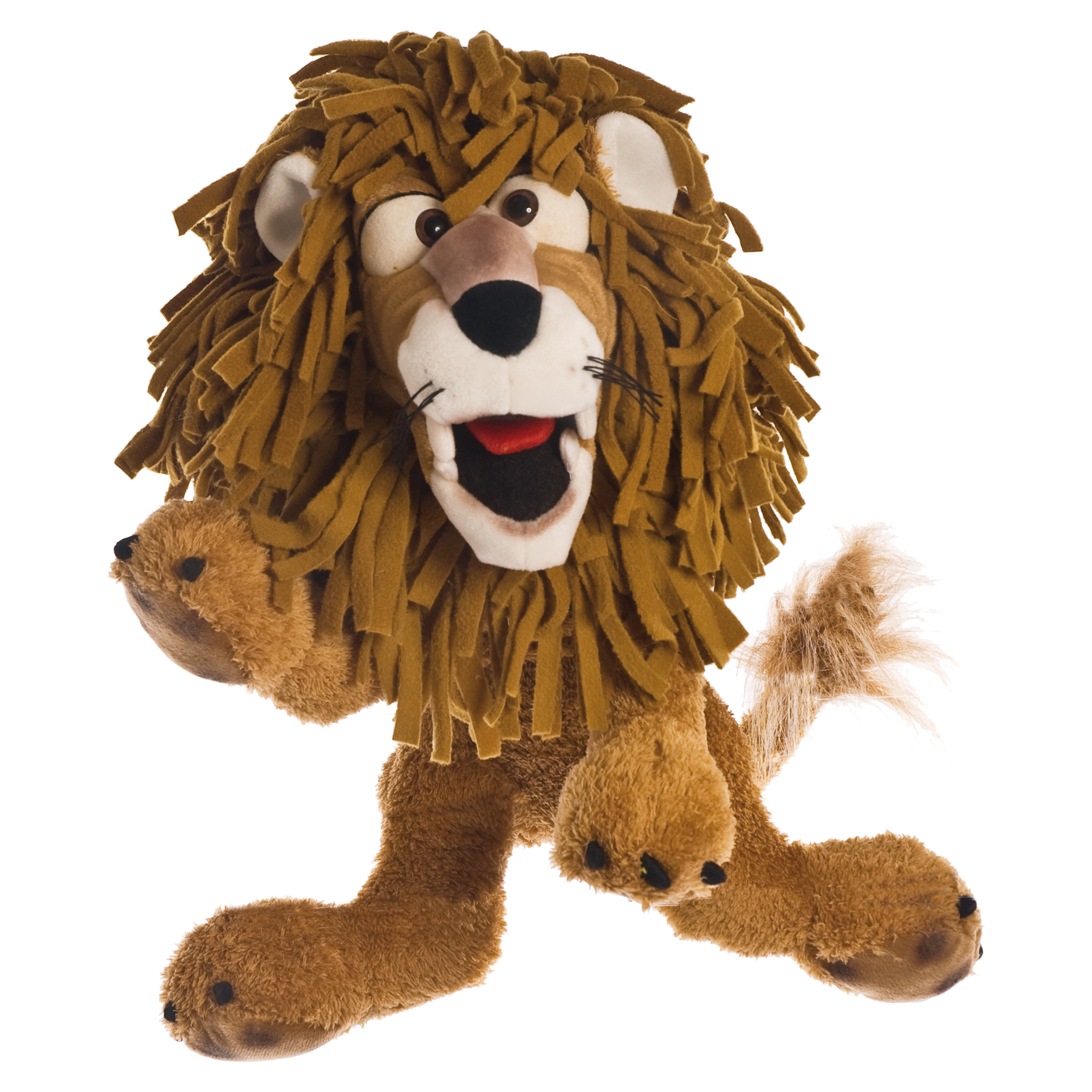 Living Puppets hand puppet Carl the lion with brown fringed mane and open moving mouth