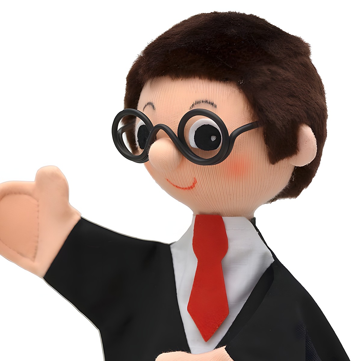 Punch and Judy puppet sorcerer's apprentice by munabo with round glasses, red tie and magic wand