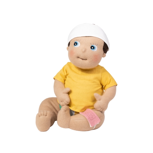 Rubens Barn baby doll with bandage cap and plaster from the first aid set