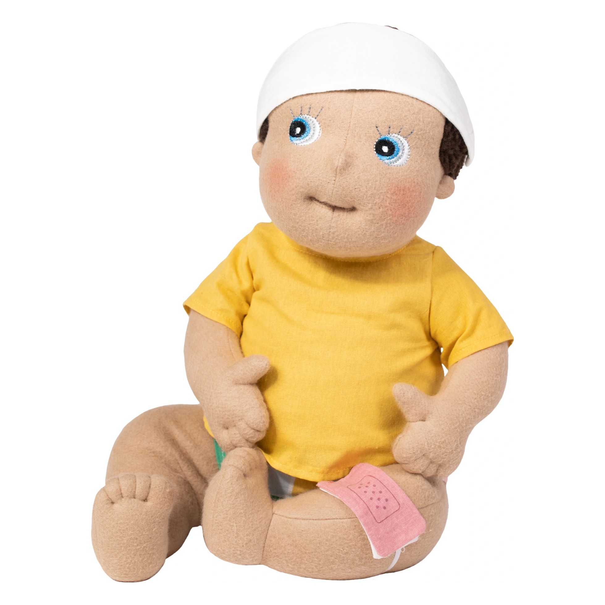 Rubens Barn baby doll with bandage cap and plaster from the first aid set