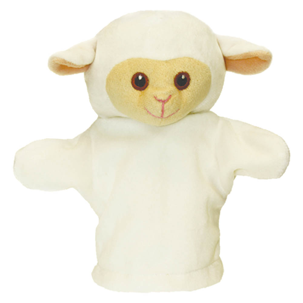 The Puppet Company baby hand puppet lamb, cream-coloured puppet with a beige face