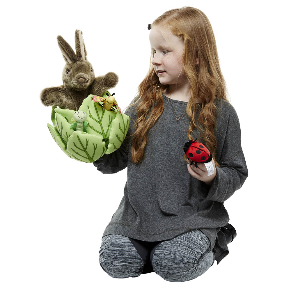 Hand puppet rabbit in a lettuce with 3 finger puppets - Puppet Company - Produktbild 6