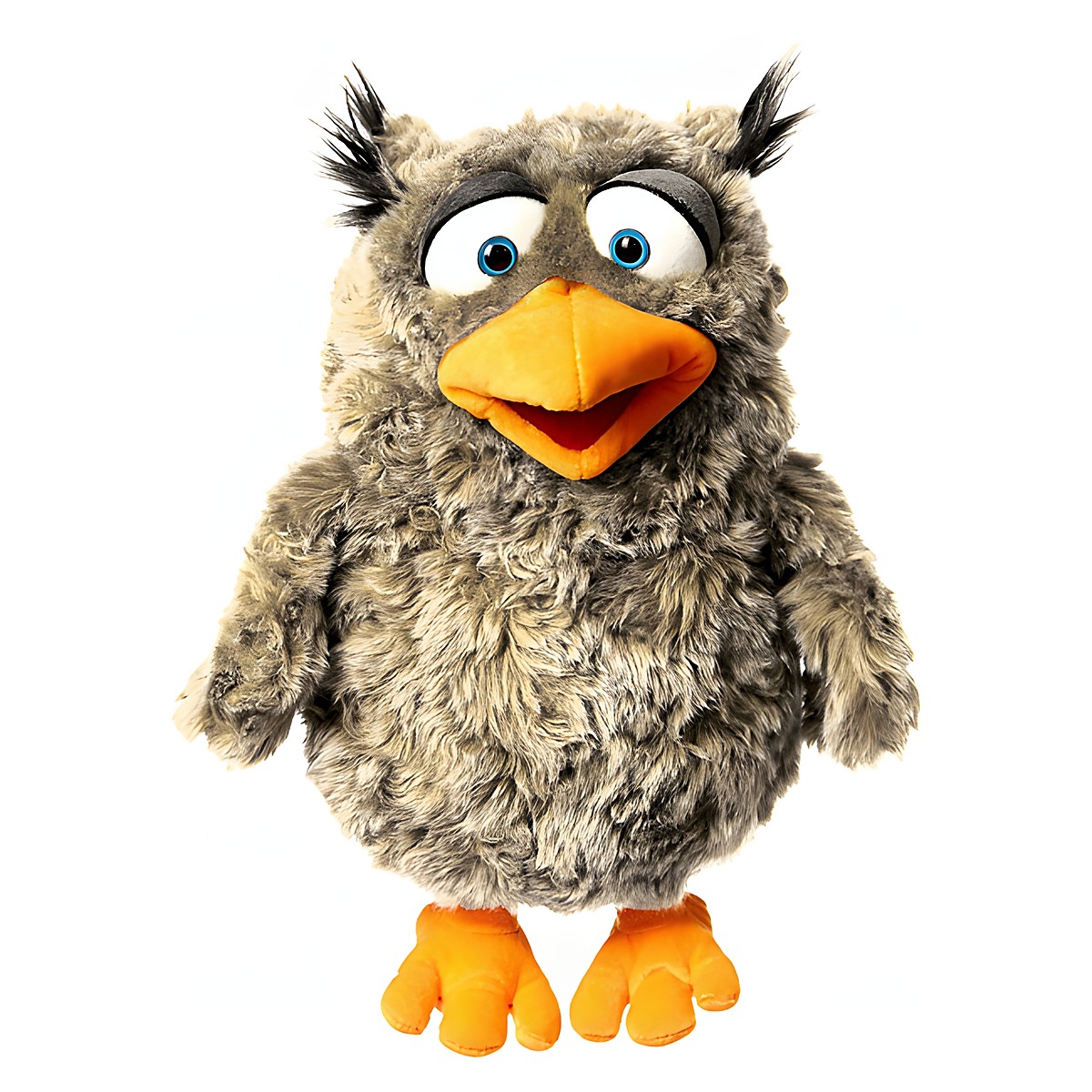 Living Puppets hand puppet Eulalie the owl with grey-brown plumage and orange beak
