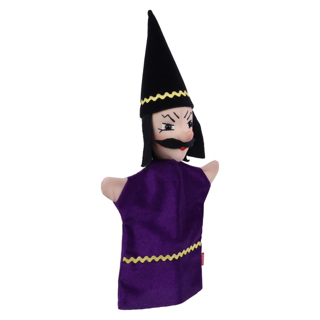 Evil Wizard hand puppet by munabo, turned to the side with a stern look and black moustache.