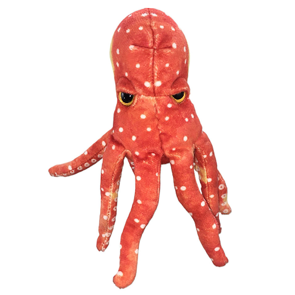 The Puppet Company finger puppet octopus, red spotted finger puppet with eight tentacles