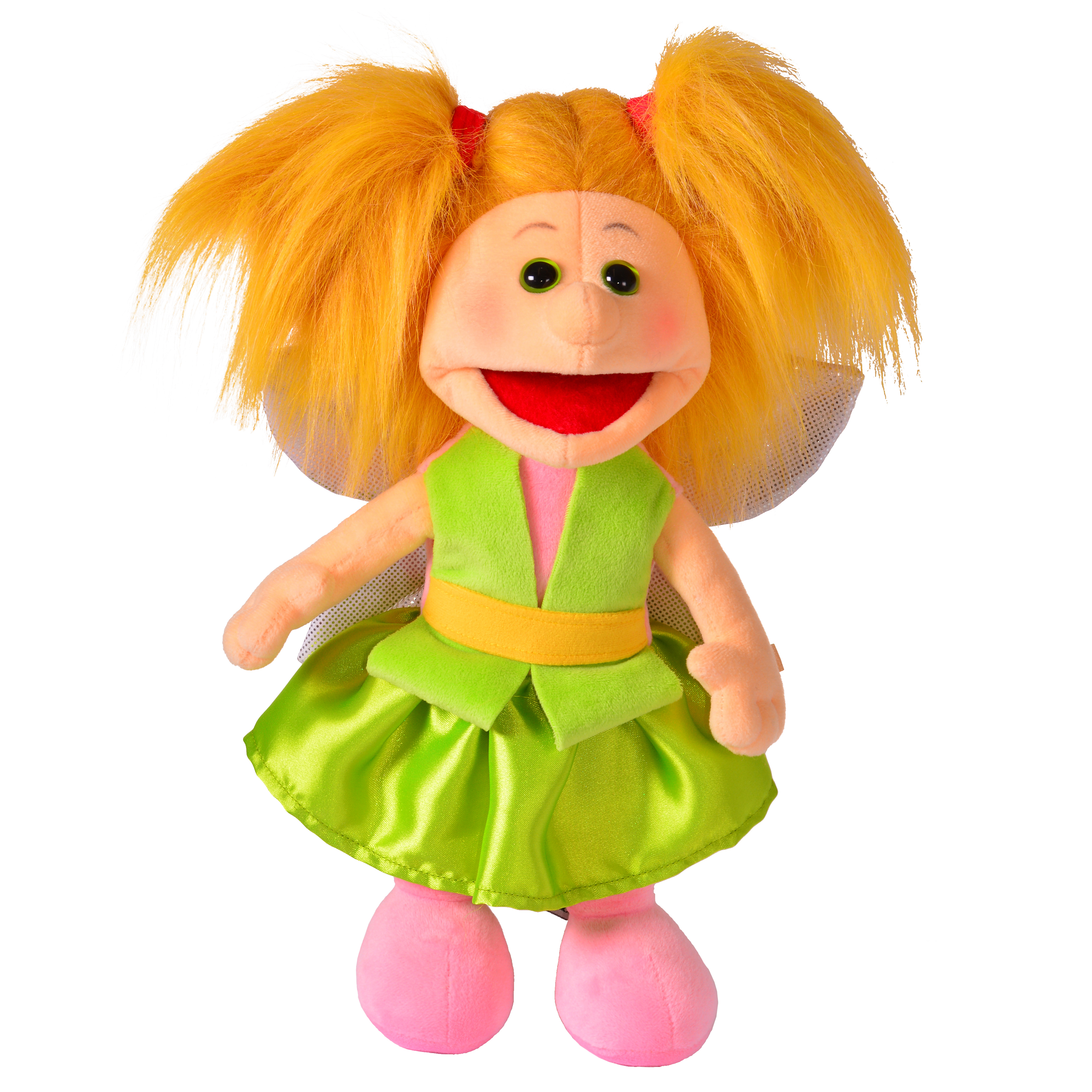 Living Puppets mini hand puppet Aileenchen the fairy with blond hair, green fairy dress and wings