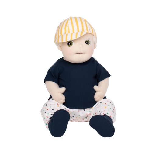 Rubens Barn baby doll in the play clothing set with striped cap