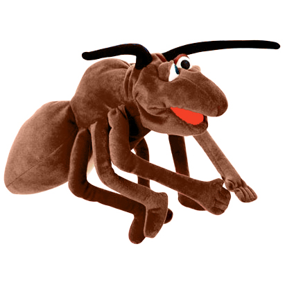 Living Puppets hand puppet Anton the ant with open red moving mouth