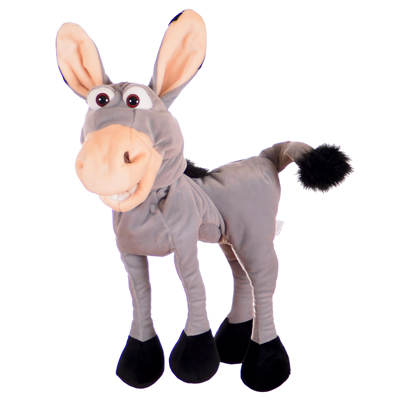 Living Puppets hand puppet Fridulin the donkey in grey with big ears and black tail tassel
