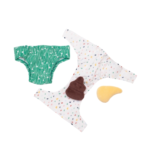 Fabric nappies of the Rubens Barn nappy set with plush poo and wee spot
