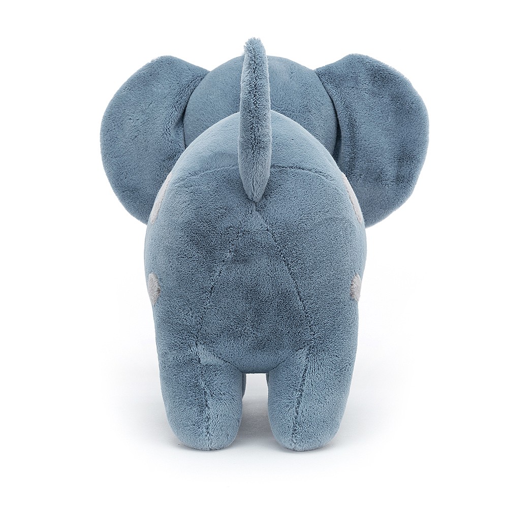 Jellycat plush toy elephant Spottie Big, back view with big ears and a small tail