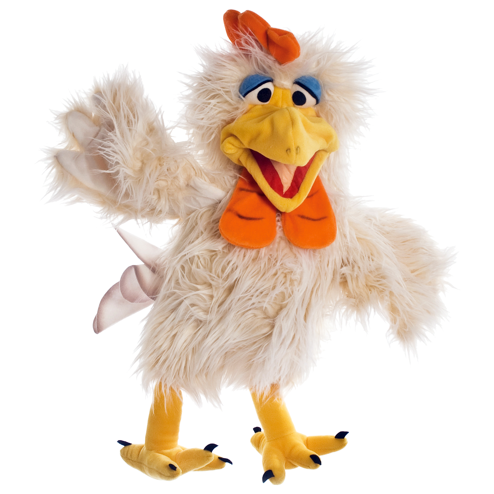 Living Puppets hand puppet Heini the rooster with cream plumage, red comb and yellow feet