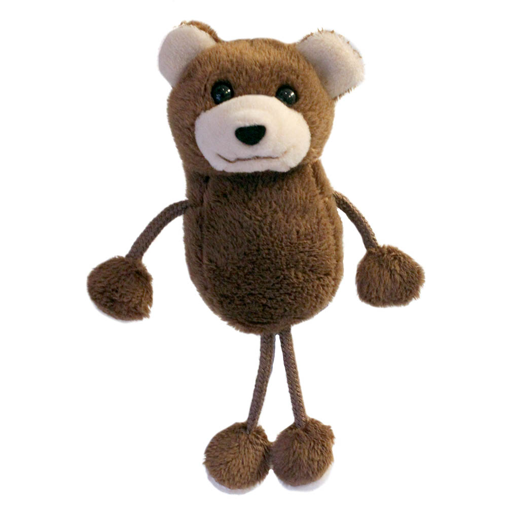 The Puppet Company finger puppet bear, brown bear with long fabric arms and legs