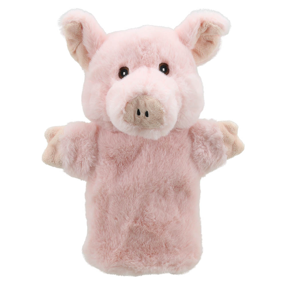 The Puppet Company baby hand puppet pig, pink pig with beige ears and beige hooves