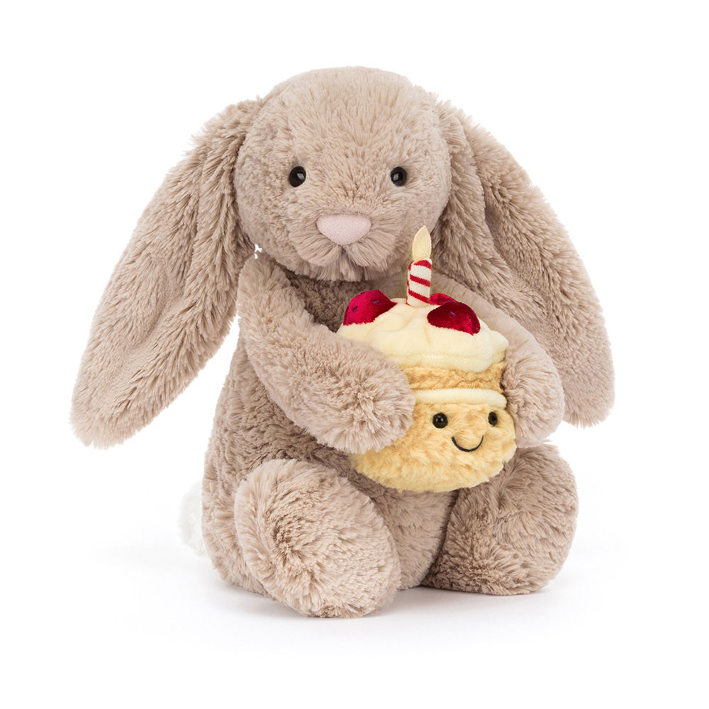 Jellycat Cuddly Toy Bunny - Bashful Beige Bunny Birthday (Plush Toy) - Produktbild 3
