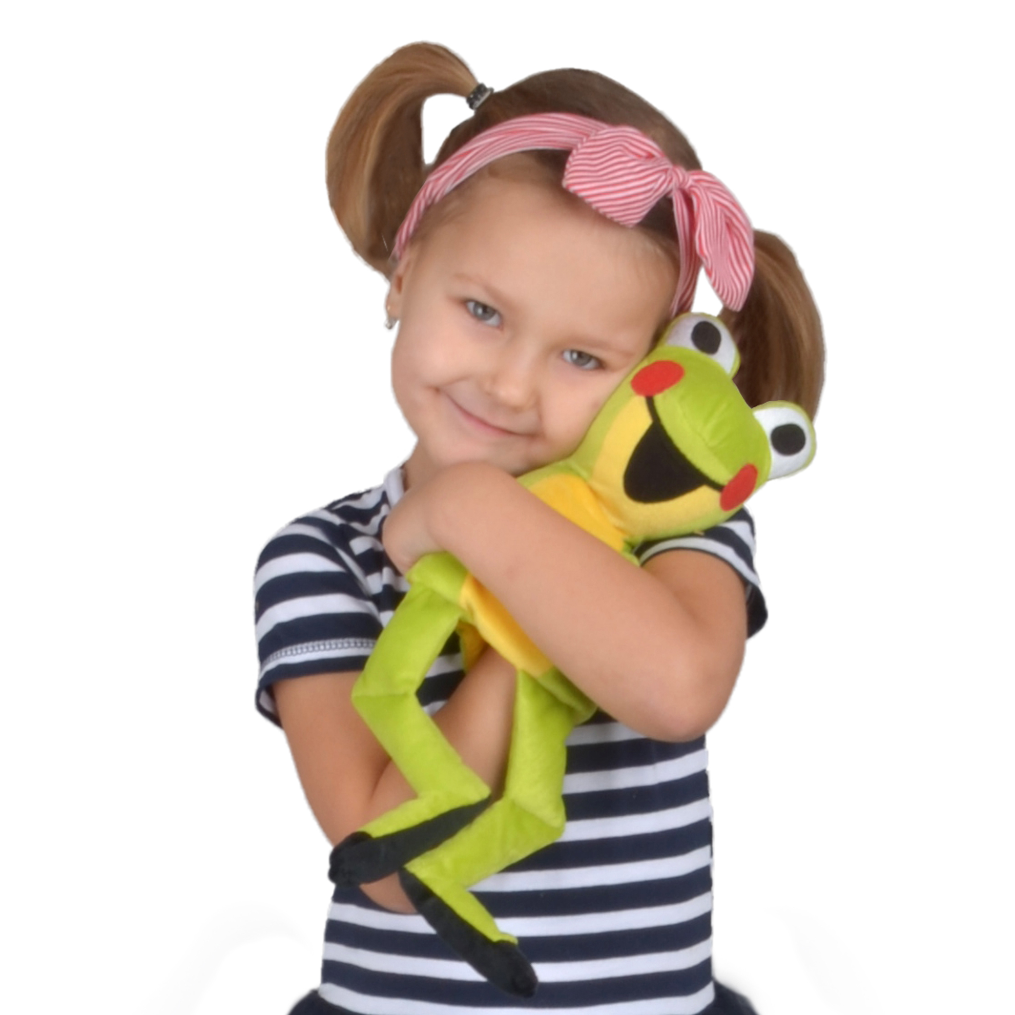 Child hugging the Punch and Judy puppet frog from the Little Mole series by munabo