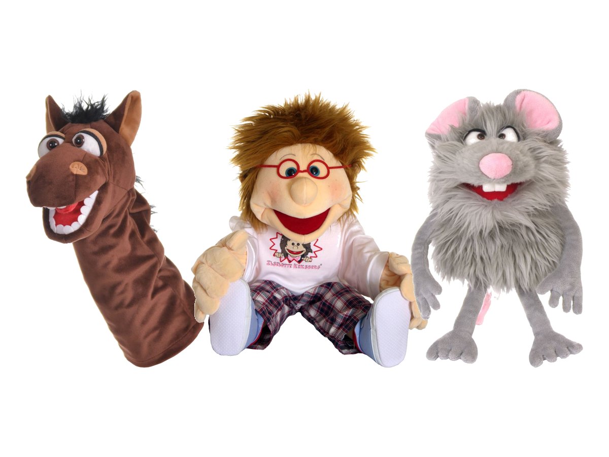 Living Puppets hand puppets: Fred-Jonatan the horse, Peterchen and the monster Tüddel