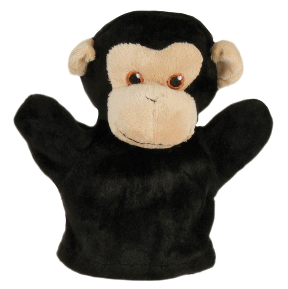 The Puppet Company baby hand puppet chimpanzee, black puppet with a beige face