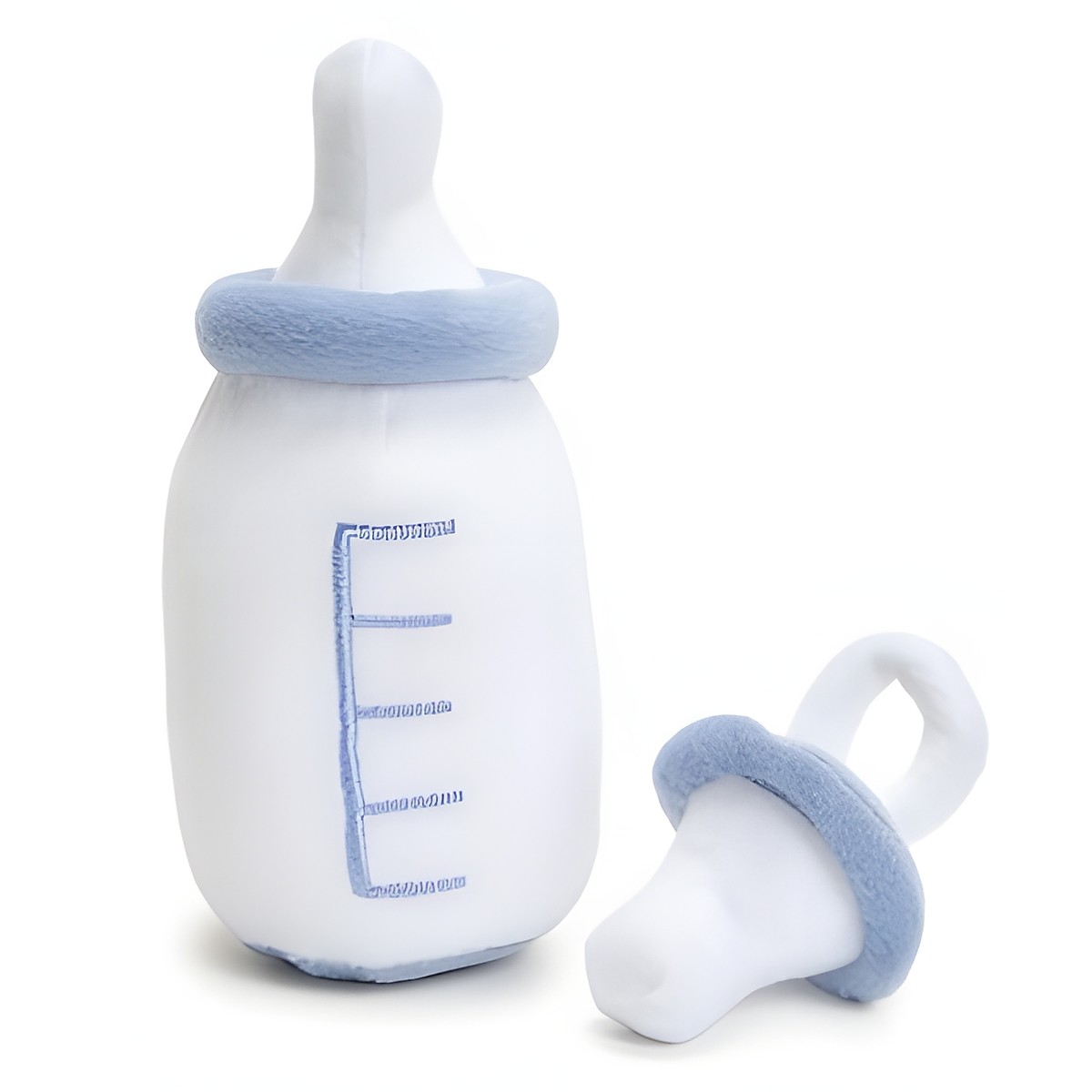 Baby bottle and pacifier in blue by Rubens Barn made of soft plush for dolls