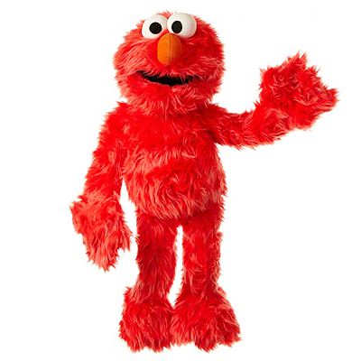 Living Puppets hand puppet Big Elmo from Sesame Street with red shaggy fur, waving