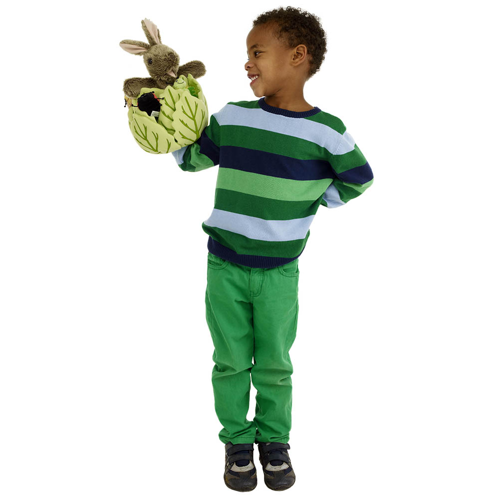 Hand puppet rabbit in a lettuce with 3 finger puppets - Puppet Company - Produktbild 4