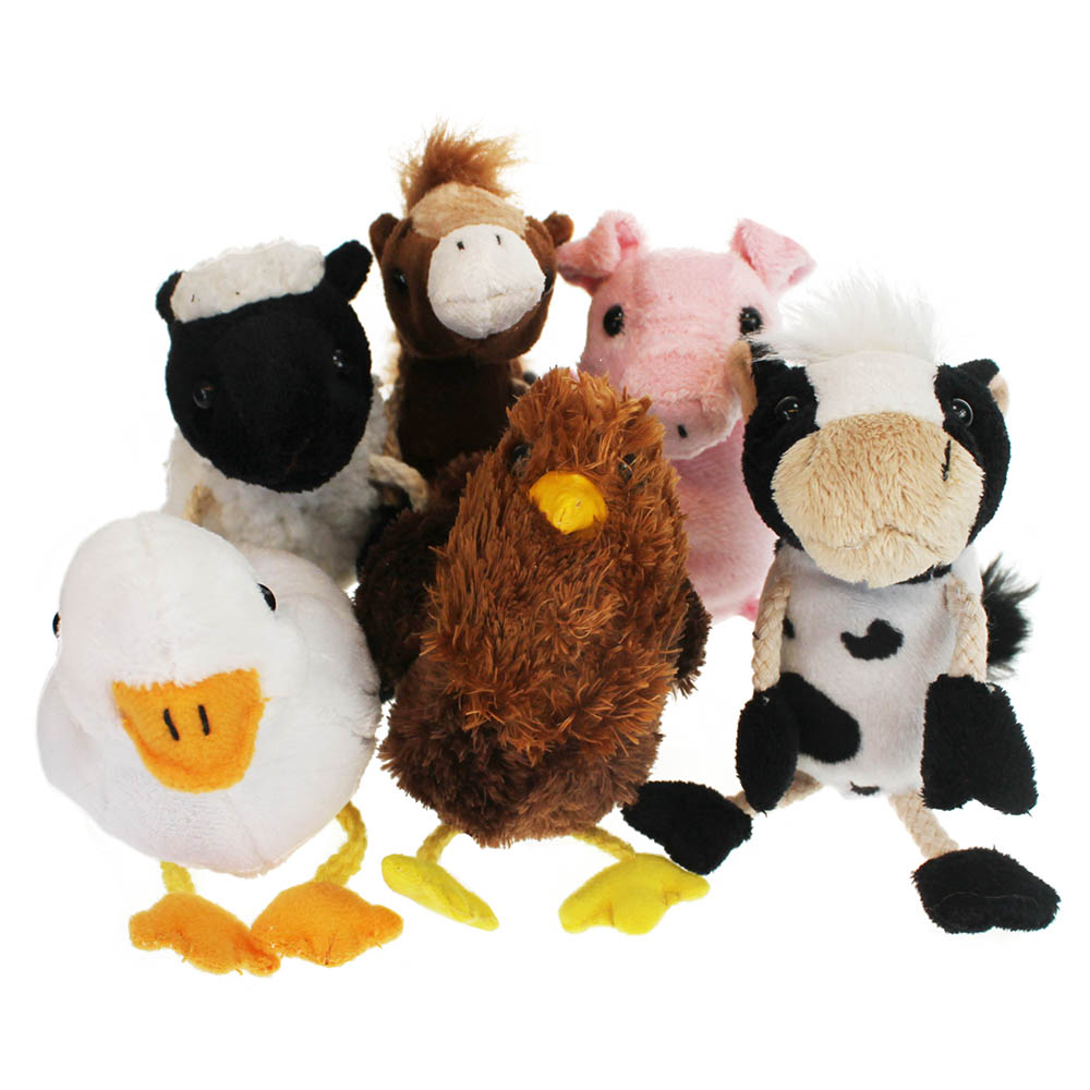 The Puppet Company finger puppet set Farm Animals, six finger puppets with sheep, horse, pig, cow, duck and chicken