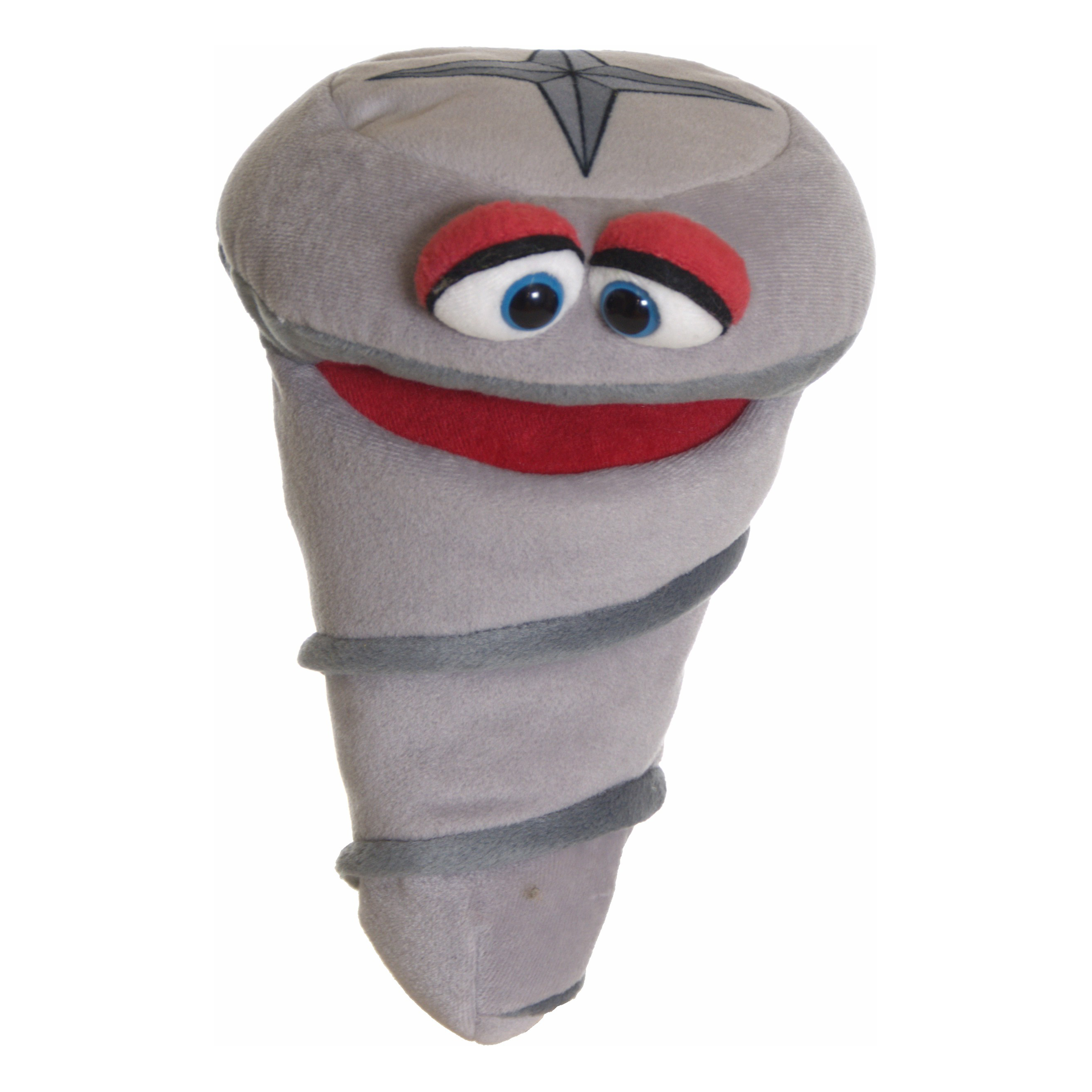 Living Puppets hand puppet Schreckschraube, grey screw with a Phillips head, blue eyes and an open red mouth