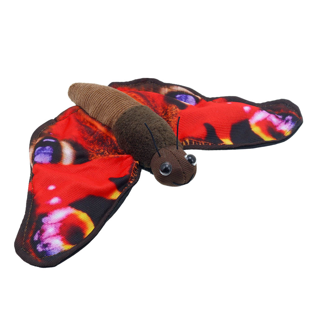 The Puppet Company finger puppet butterfly, red and black peacock butterfly with spread wings