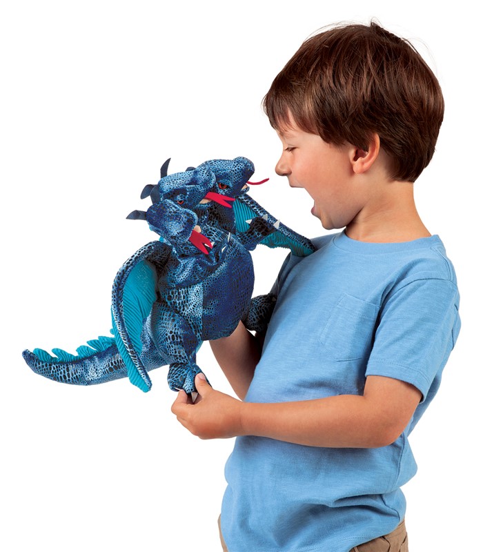 Folkmanis Blue Three-Headed Dragon Hand Puppet - Produktbild 4