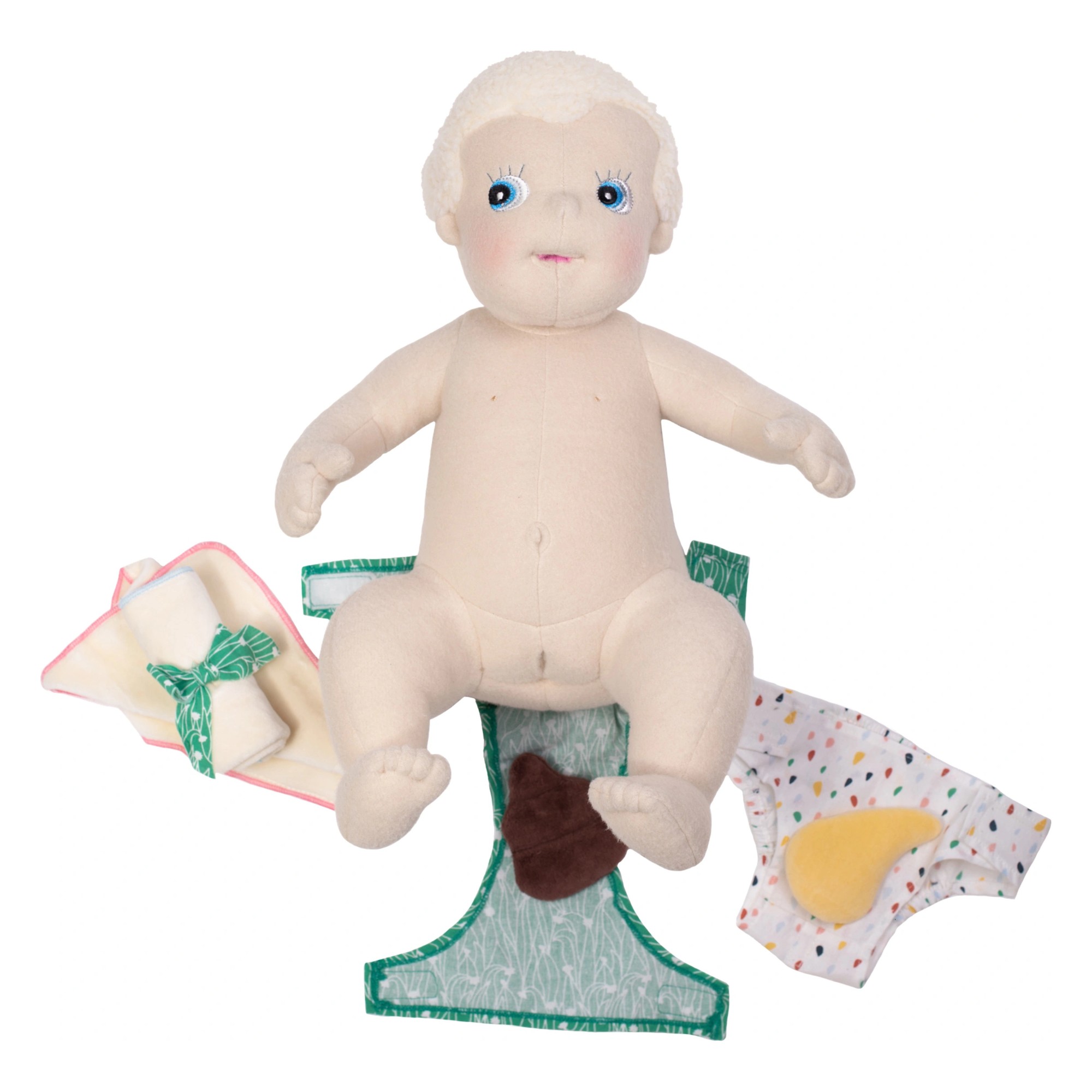 Rubens Barn baby doll undressed with the accessories of the nappy set