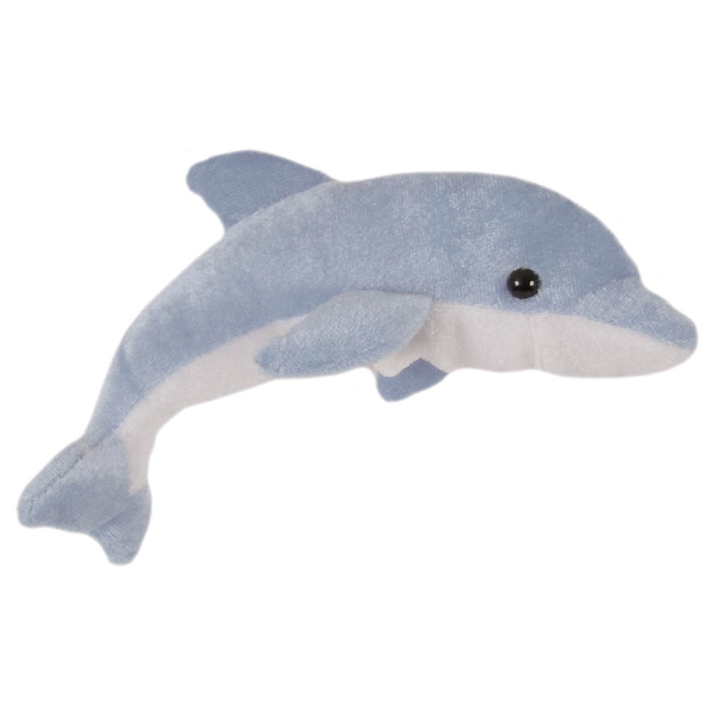 The Puppet Company finger puppet dolphin, grey-blue finger puppet with a white belly