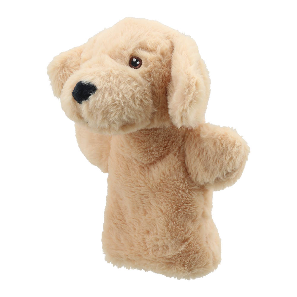 The Puppet Company baby hand puppet Labrador Retriever, beige puppy with floppy ears and an outstretched paw