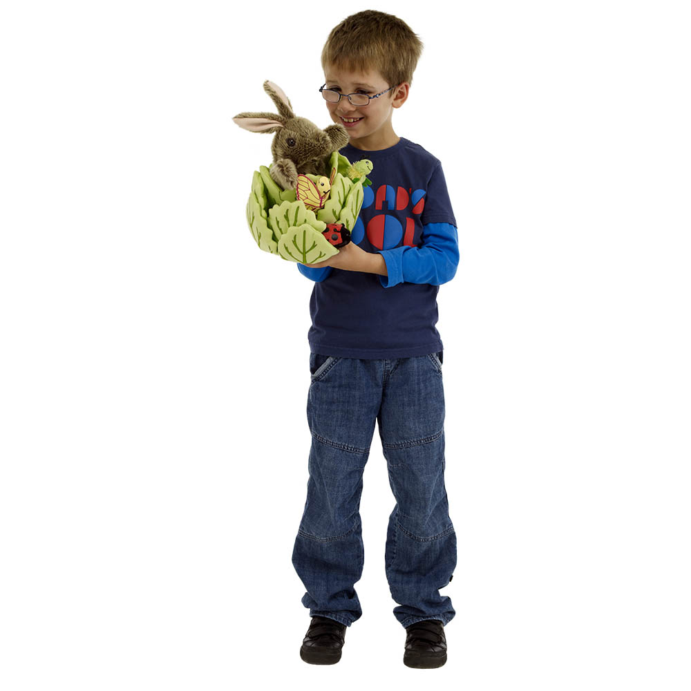 Hand puppet rabbit in a lettuce with 3 finger puppets - Puppet Company - Produktbild 5