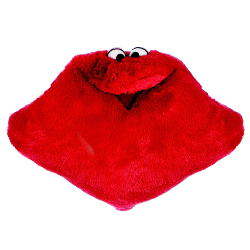 Living Puppets dream cuddle cushion in red, plush cushion with a face and googly eyes