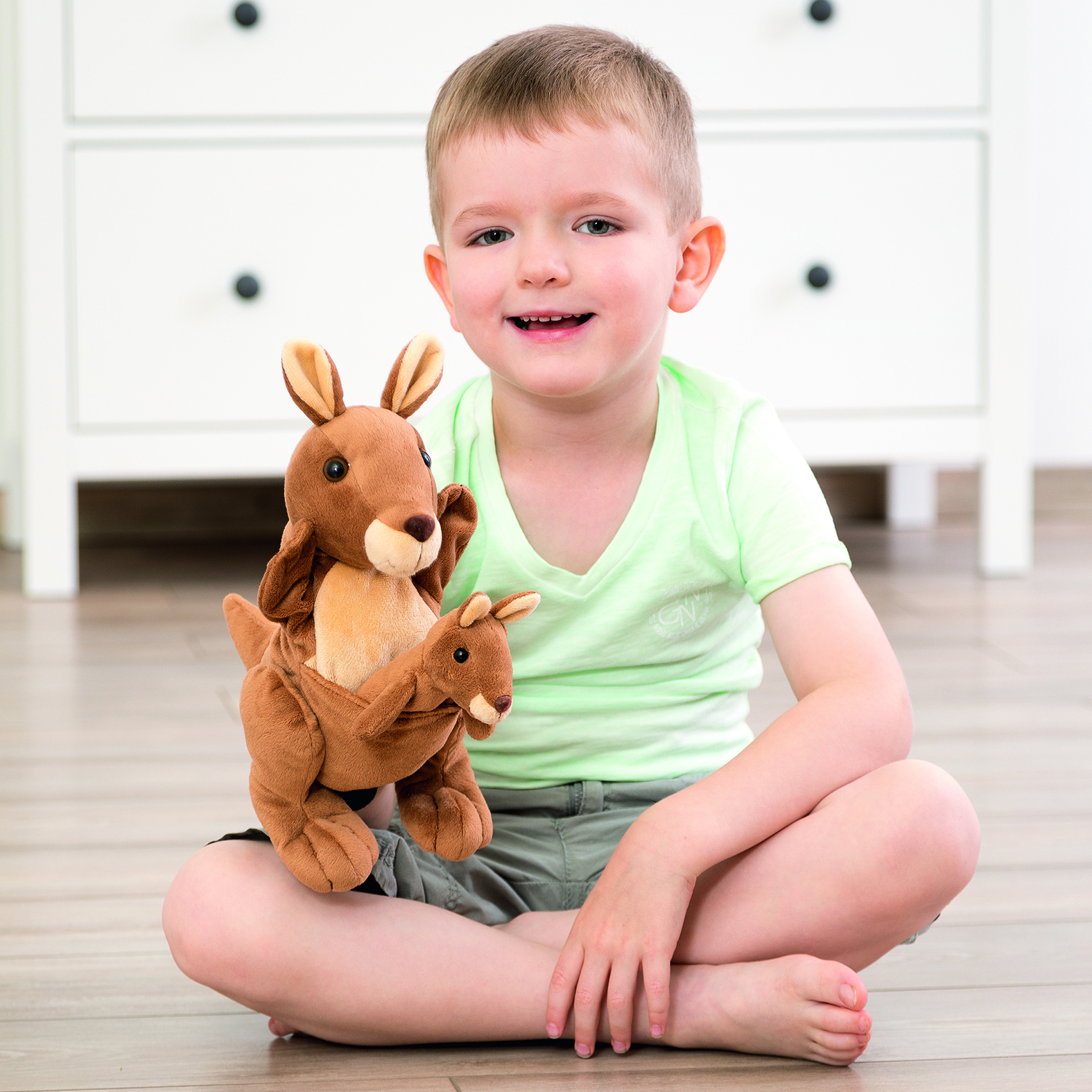 Stories hand puppet kangaroo Kanga and finger puppet Juju - by Beleduc - Produktbild 2