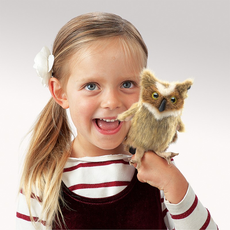 Folkmanis Mini Great Horned Owl Finger Puppet - Produktbild 3