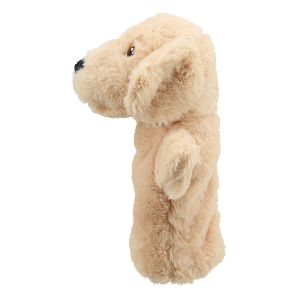 The Puppet Company baby hand puppet Labrador Retriever, beige dog puppet with a black nose, side view