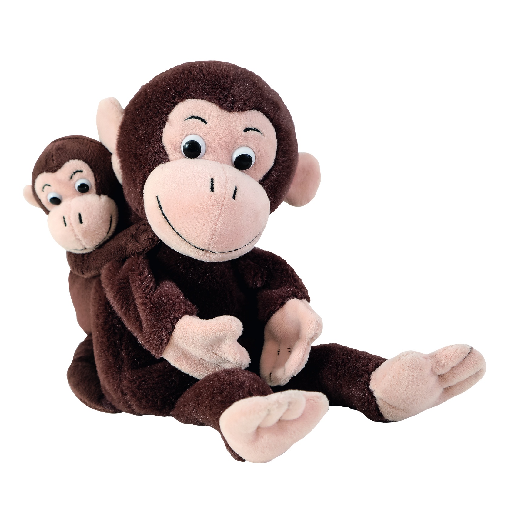 Beleduc story hand puppet monkey Cheeta with finger puppet Bibi, dark brown monkey hand puppet with a smaller monkey at its side