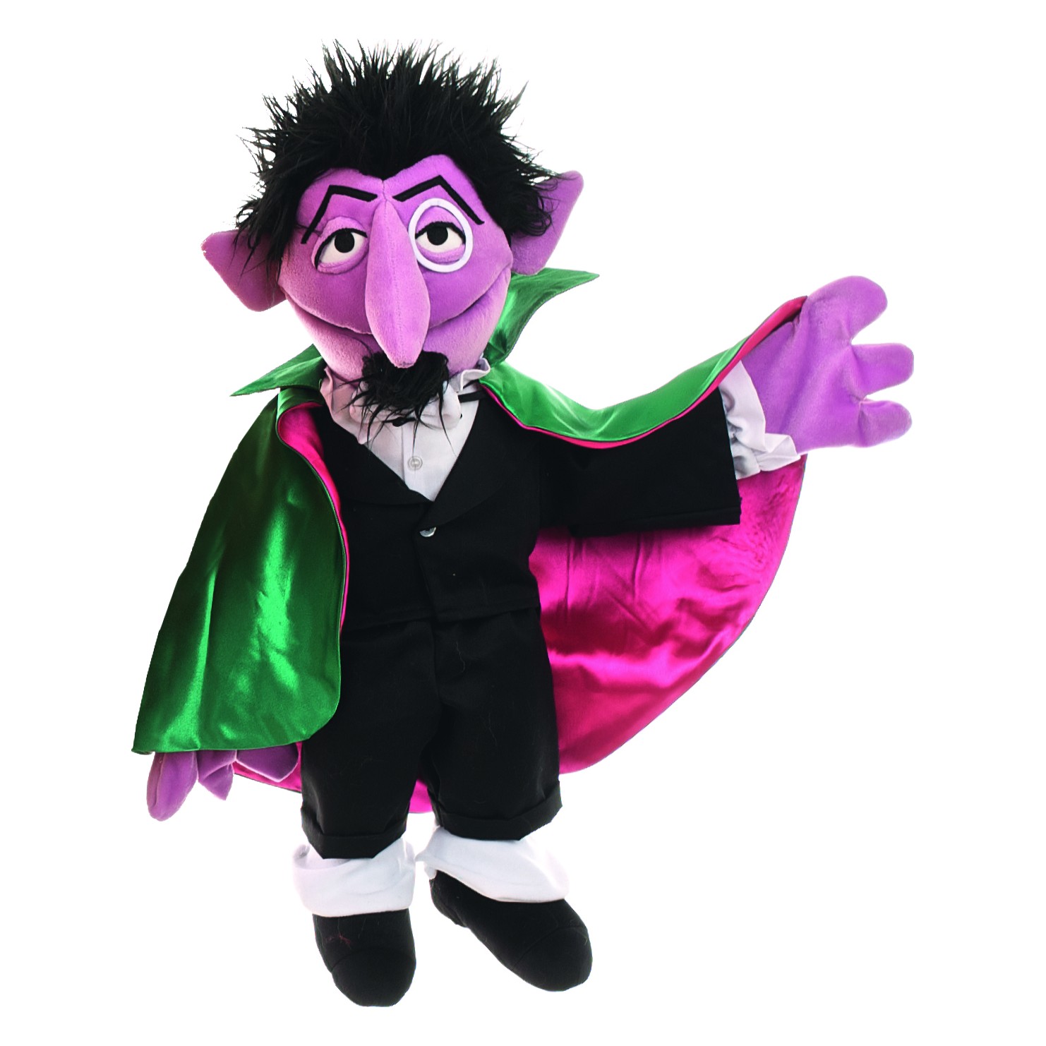 Living Puppets hand puppet Count von Count from Sesame Street with purple face and green-pink cape