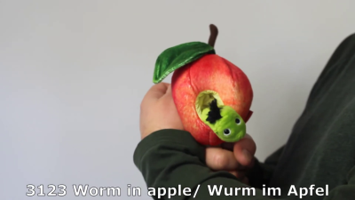 Folkmanis Worm in Apple Finger Puppet Demo