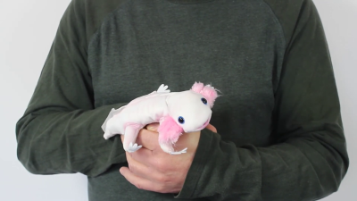 Folkmanis Large Axolotl, White Finger Puppet Demo