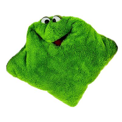 Living Puppets kissing pillow green